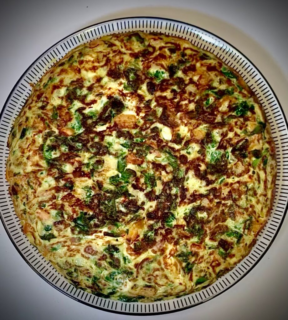 Tortilla de espinaca, boniato y Cendre